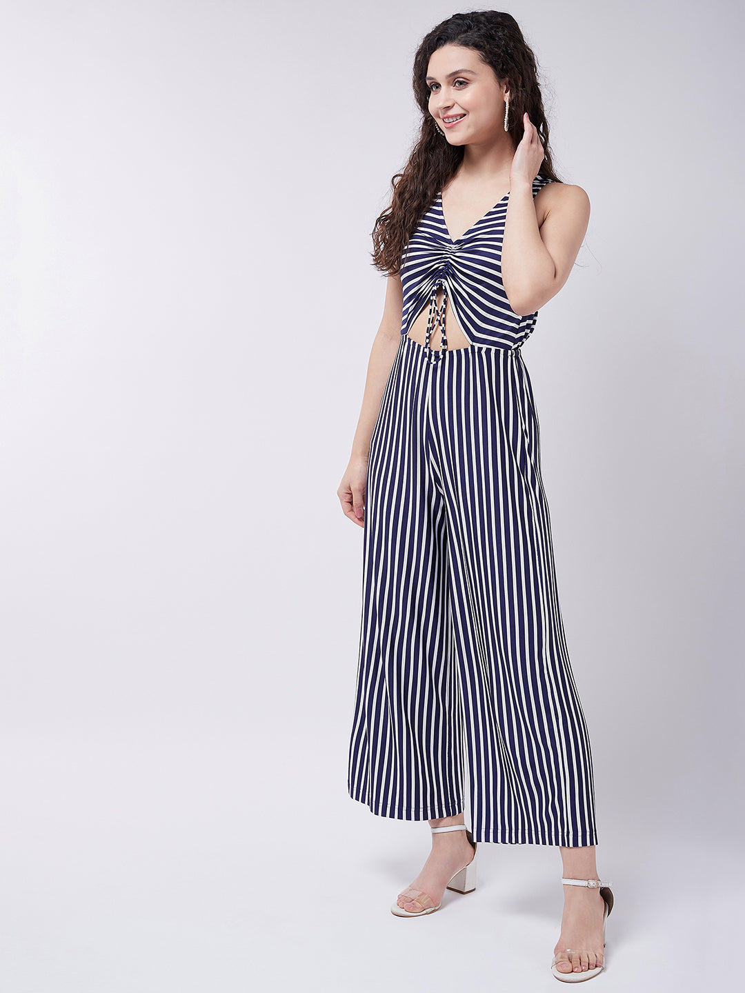 Women's Solid Sleeveless Cut-Out Jumpsuit