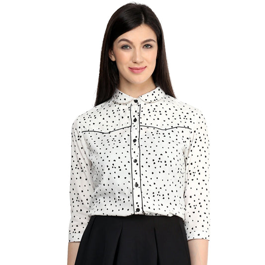 Pannkh Women's Monocromatic Piping Shirt Top